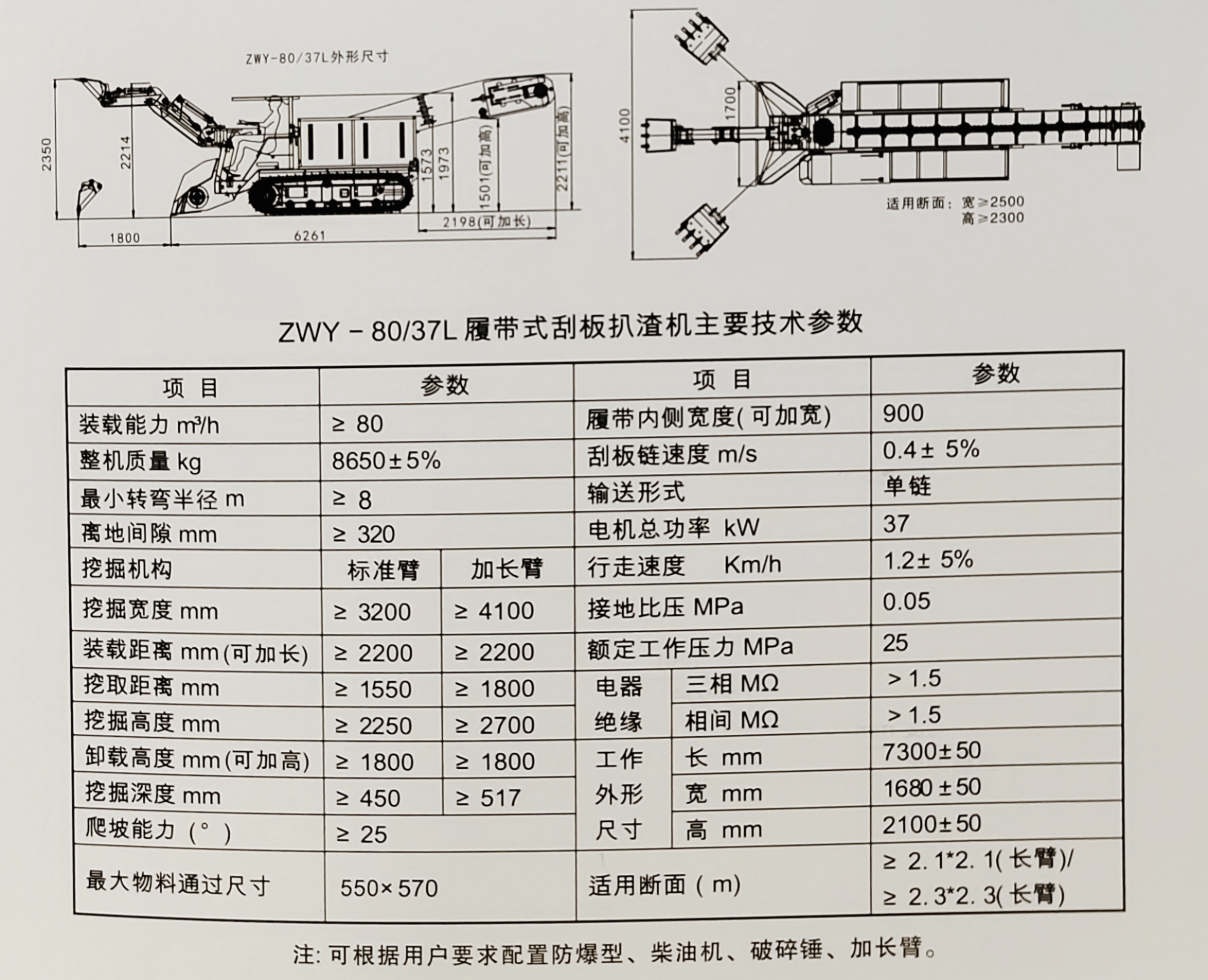 ZWY-80/37L履帶式刮板扒渣機參數配（pèi）置及（jí）圖片展示